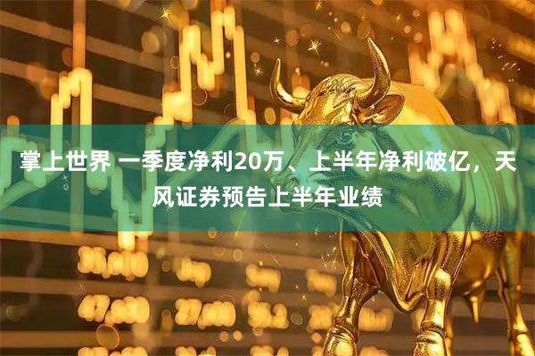 掌上世界 一季度净利20万、上半年净利破亿,天风证券预告上半年业绩